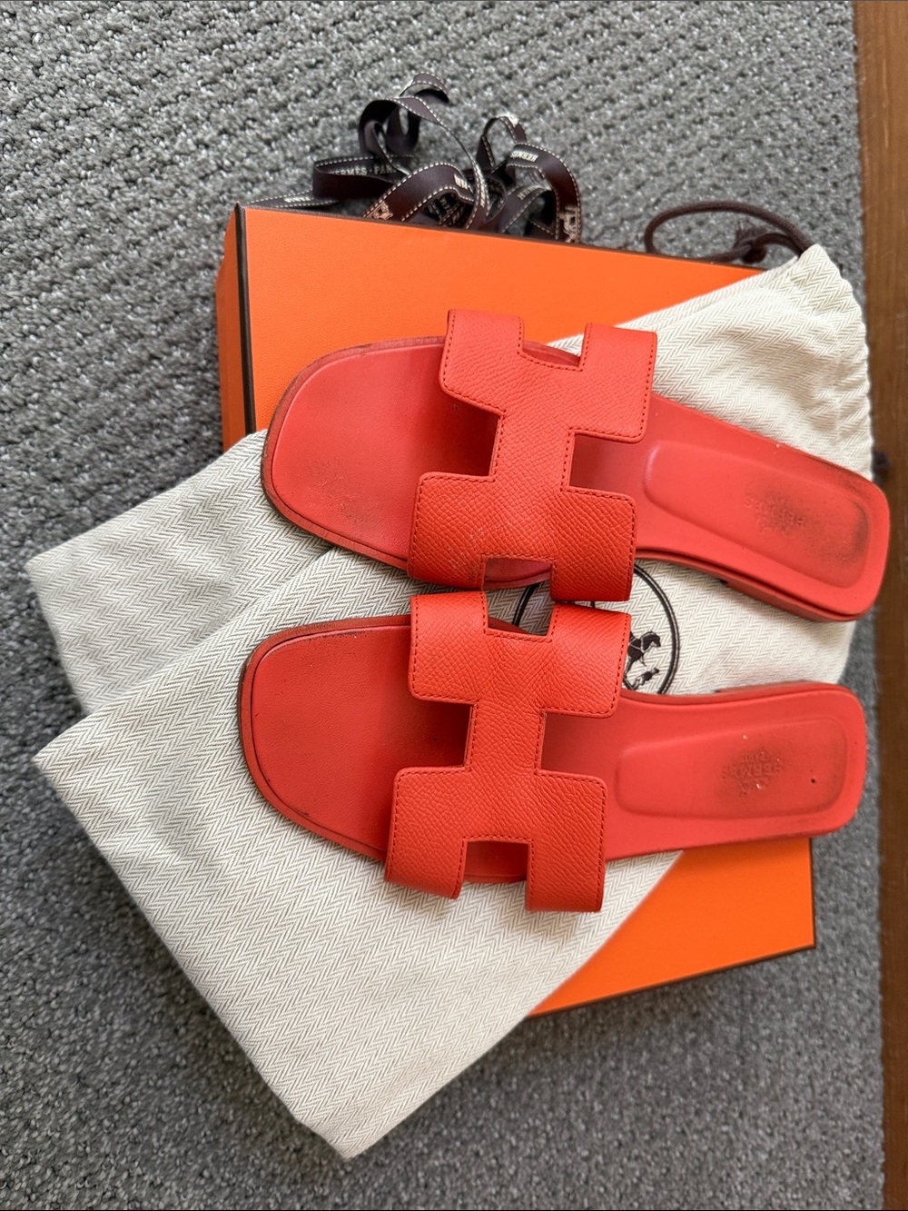 Hermes Orange Oran Sandals